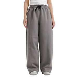 High Quality French Terry Cotton Oversized Baggy Sweatpants Custom Straight Curved Striped <b>Trousers</b> with <b>Drawstring</b> Rope Wears - Product Image 1
