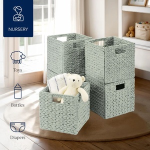 Hot Sale Blue Trend Natural Water Hyacinth Storage Baskets, Decorative Home Organizer Set of 3 Handicraft Vietnam - Product Image 1