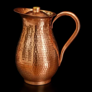 Copper jug set for family gathering table service <b>water</b> serving metal set with <b>glasses</b> durable reusable kitchen dining drinkware - Product Image 1