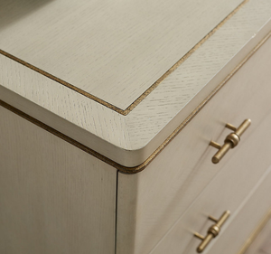 Commode de luxe moderne en bois de mahogany massif avec base en métal doré, meuble de chambre contemporain pour la maison - Product Image 2