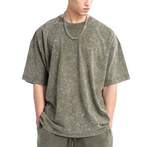 Camisetas de Algodón Grueso con Lavado Ácido Estilo Urbano Personalizadas para Hombre, Camiseta Vintage Casual Oversize con Hombros Caídos y Lavado Ácido - Product Image 6
