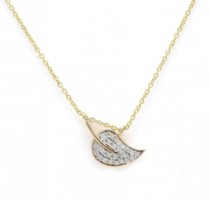 Women's 14K Yellow Gold Rhodium Plated Round Brilliant Cut Diamond Leaf Chain Necklace IGI Certified VS1 Clarity Wedding - Product Image 2