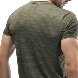T-shirt de compression pour homme Olive personnalisé, séchage rapide, entraînement en salle de sport, course à pied, fitness, athlétique, manches courtes, performance - Product Image 4