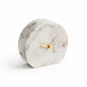 White Marble Modern Minimalist <b>Desk</b> <b>Clock</b> Gold Hands Elegant Digital Timepiece for Luxury Home Office Decor Indoor Application - Product Image 1