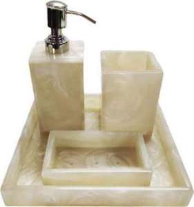 Handcrafted Resin Bathroom <b>Set</b> Earth Tone Swirl Liquid <b>Soap</b> Dispenser Toothbrush Tumbler Oval <b>Soap</b> Tray Square Vanity Organizer - Product Image 5