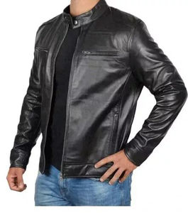 Chaqueta de Cuero Genuino para Hombre de la Mejor Calidad para Otoño e Invierno, Estilo Urbano, Tinte Liso, con Servicio OEM, Venta en Línea - Product Image 4