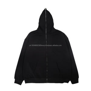 OEM Full Zip Hoodie 250g Peluche Noir Zipper Hommes Hoodies Full Zip Ups Sweat à capuche surdimensionné Personnalisé - Product Image 4