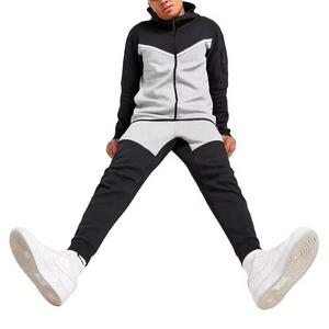 Men's Color Blocking Tracksuit Set Hooded Full Sleeve <b>Sweatshirt</b> and Joggers with Zipper Fly Side Pocket Sport Style Autumn Wear - Product Image 4
