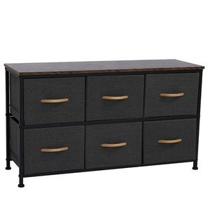 Comò a 3 livelli con 6 cassetti in tessuto a facile apertura, struttura in metallo allungabile e piano in MDF, unità di archiviazione per camerette e armadi - Product Image 6