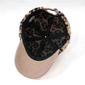 Gorro de Lana de Cordero con Estampado de Leopardo Personalizado, Gorra de Béisbol de Pana Gruesa con Logotipo Personalizado para Hombre, Combinación de Colores, Cálida para Invierno - Product Image 3