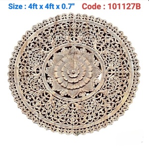 Paneles Decorativos de Madera de Teca Grabados de 4 pies para Colgar en la Pared, 100% Hechos a Mano, Alta Resistencia, Ecológicos, Origen Tailandés Clásico, Decoración del Hogar - Product Image 1