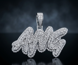 Pendentif personnalisé en argent sterling 925, style hip-hop, lettres serties de diamants, inscription AMG, moissanite VVS, pour les soirées - Product Image 1