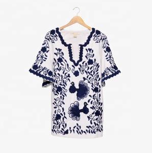 Vestido corto femenino de algodón con manga corta, traje bohemio estilo Hippie para mujer, 100% - Product Image 2