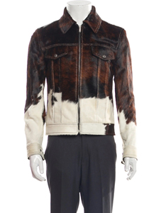 Chaqueta Bomber con Capucha para Hombre, Estilo Occidental, Personalizada con Logotipo, de Cuero y Tela con Pelo de Vaca, Impermeable, Venta al Por Mayor OEM - Product Image 3