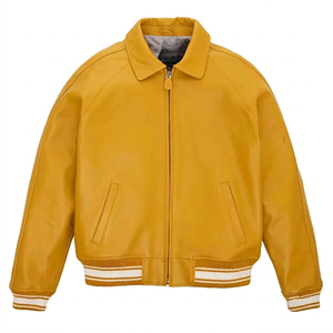 Wholesale Custom Leather Varsity <b>Jacket</b> <b>Men</b> Custom Bomber Style Full Zipper Baseball <b>Jacket</b> with Logo & Embroidery - Product Image 4