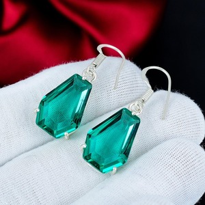 Aquamarine Gemstone <b>Earrings</b> 925 Sterling <b>Silver</b> Handmade Boho Dangle <b>Blue</b> Gemstone Jewelry Gifts for Women RUHAN GEMS ER-0312 - Product Image 2