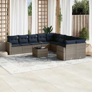 Ensemble de canapés de patio en polyrotin gris 11 pièces avec coussins, ensembles de jardin pour le marché américain - Product Image 1