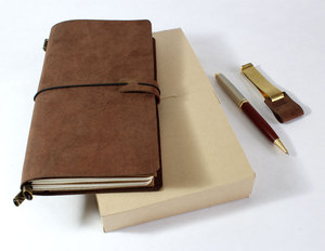 Custom Logo <b>A5</b> Hardcover Leather Journal Paper <b>Notebook</b> With Elastic Band Kraft Black Planner For Students - Product Image 1