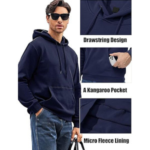 Sweat-shirt à capuche épais pour homme, imprimé sérigraphié, coupe classique, coupe-vent et respirant, avec poches, idéal pour la gym et l'automne - Product Image 3