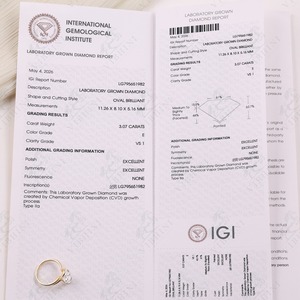 3ct Oval Lab Grown Diamond Engagement <b>Ring</b> Half Bezel Set 14k Solid Yellow Gold IGI Certified Solitaire <b>Proposal</b> Gift for Her - Product Image 3