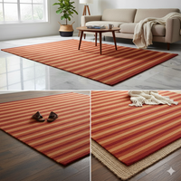 Tapis Kilim Bohème Floral de Haute Qualité en Patchwork, Tissé Plat, en Polyester avec Dos en Jute, Lavable, pour Salon, Tapis Dhurrie Tissé à la Main