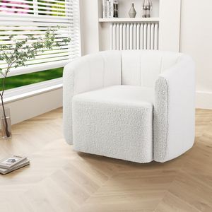 Fauteuil d'appoint moderne en sherpa pour salon, rembourré avec dossier et accoudoirs incurvés - Product Image 3