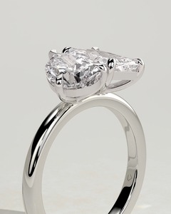 Bague de fiançailles Arviquea Pear and Radiant Toi Et Moi en or blanc 10K avec diamants de laboratoire de 1,5 carat et 1,8 carat, certifiée IGI - Product Image 3