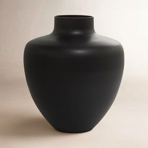 Jarrón de Metal Negro para Mesa, Diseño de Boca Ancha, Recipiente Decorativo - Product Image 2