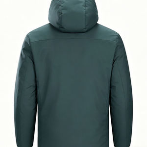 Chaqueta Acolchada de Invierno para Hombre con Capucha, Cuello Alto, Cierre de Cremallera, Resistente al Viento, Informal, Relleno de Poliéster, Color Sólido, Corte Regular - Product Image 3