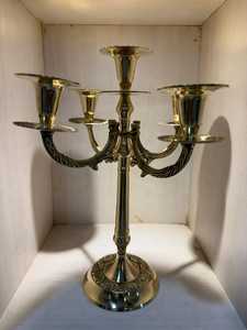 Candélabre décoratif en laiton doré à cinq bras, centre de table pour mariage, maison, salle à manger, événement, fête - Product Image 4
