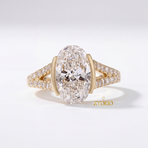 Bague de fiançailles élégante en diamant de laboratoire taille ovale, sertie griffes, en argent 925 – Bijou de mariée sophistiqué pour mariage et anniversaire - Product Image 5