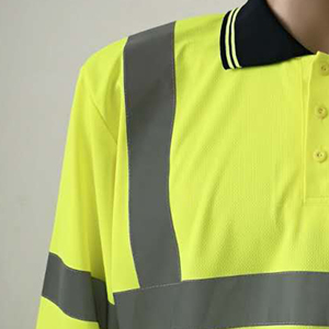 Chemise polo réfléchissante de sécurité routière en stock, manches longues, respirante, fluorescente, classe 2 - Product Image 6