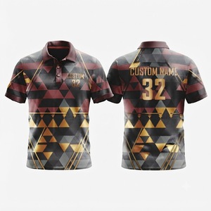 Polo homme à motif géométrique personnalisé, noir, jaune, blanc, manches courtes, sportif, séchage rapide, impression numérique, vêtements d'équipe - Product Image 4