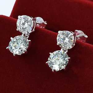 Moissanite Round Cut Diamond <b>Dangle</b> <b>Earrings</b> For Women's 925 <b>Silver</b> Elegant Proposal Jewelry for Wedding Engagement Gift - Product Image 3