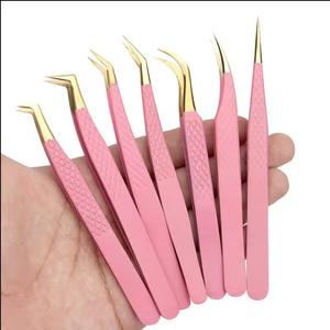 Juego de Pinzas para Pestañas Morje Quirúrgicas de Acero Inoxidable Rosa, Puntas de Precisión con Textura Dentada/Serrada, Longitud de 10 mm para Extensión de Pestañas - Product Image 6