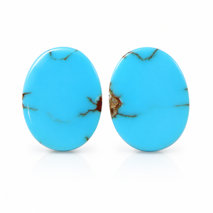 Turquesa Natural Sleeping Beauty Arizona, Par de Gemas Sueltas Ovaladas en Forma de Cabujón para Joyería - Product Image 1
