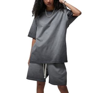 Custom Logo 100% Cotton Breathable Summer Printed T-Shirt <b>Shorts</b> Set Quick-Drying Solid Color Acid Wash Sun Fade Casual <b>Men</b> - Product Image 6