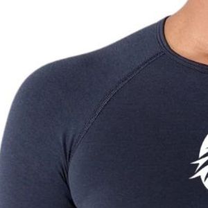 Navy Blue <b>Women's</b> Seamless Long Sleeve Crop <b>Top</b> <b>Compression</b> Gym Shirt Fitness Yoga Workout Activewear Stretch Athletic Training - Product Image 5
