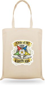 OES Masonic <b>Canvas</b> Tote Bag with Embroidery <b>Long</b> Handles Inner Gold Zipper-Eco-Friendly Reusable Shopping Bag - Product Image 1