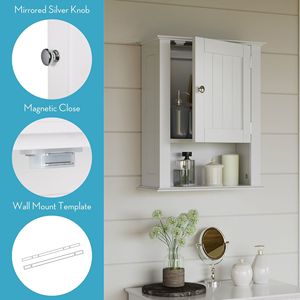 Moderno Armadietto da Bagno Bianco in PVC e MDF con Mensola a Muro per Lavanderia - Product Image 5