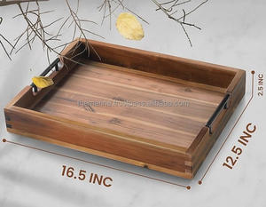 ถาดเสิร์ฟทำด้วยมือพร้อมที่จับโลหะสีดำสำหรับถาดออตโตมันสไตล์คลาสสิก - Product Image 4