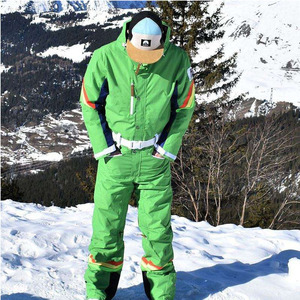 Traje de Esquí Personalizado Retro con Rayas Arcoíris, de una Pieza, para Hombre y Mujer, Impermeable, Aislado, con Capucha y Cinturón, Estilo Vintage de los 80 - Product Image 3