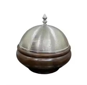 Casserole Hot <b>Pot</b> Dark Wood Grain Base Hammered Silver Stainless <b>Steel</b> Dome Lid <b>Pot</b> for Home Hotel Casserole Hot <b>Pot</b> - Product Image 1