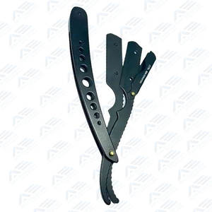Navaja de afeitar de barbero de borde recto al por mayor, cuchillo de plástico plegable, soporte de hoja deslizante de acero inoxidable, instrumento de belleza - Product Image 4