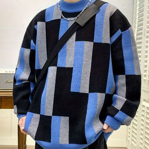 Men's Premium Crew Neck Knit Sweater Polyester/Cotton Breathable Anti-Pilling Warm Winter Factory Supply - Product Image 2