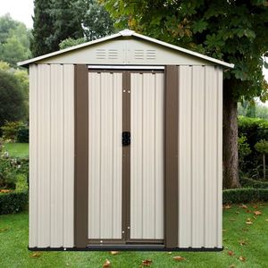 Casetta da Giardino in Metallo 5FTx3FT Resistente per Esterni con Tetto a Falda, Struttura in Legno e Alluminio, Bianca, per Uso in Giardino e Patio - Product Image 5