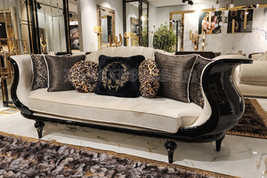 ชุดโซฟาหรูหราสีดำคุณภาพพรีเมียม ดีไซน์ทันสมัย ซื้อขายส่ง เฟอร์นิเจอร์ห้องนั่งเล่นไม้จริงแปดที่นั่ง สไตล์โมเดิร์น ลอนดอน - Product Image 2