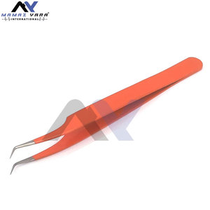 Pince à cils en acier inoxydable orange avec grip diamanté, outil d'application de cils, produit phare, personnalisable avec logo - Product Image 3