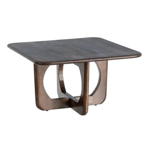 Mesa de Centro Moderna de Madera Maciza con Pedestal, Mesa Auxiliar/Consola, Diseño Minimalista, Mueble Hecho a Mano para Sala de Estar, Acabado en Nogal Oscuro - Product Image 2