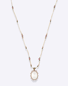Collier pendentif en macramé fait main avec pierre précieuse de quartz clair, collier en cordon perlé avec pierre de lune ovale facettée, fournisseur en gros - Product Image 1